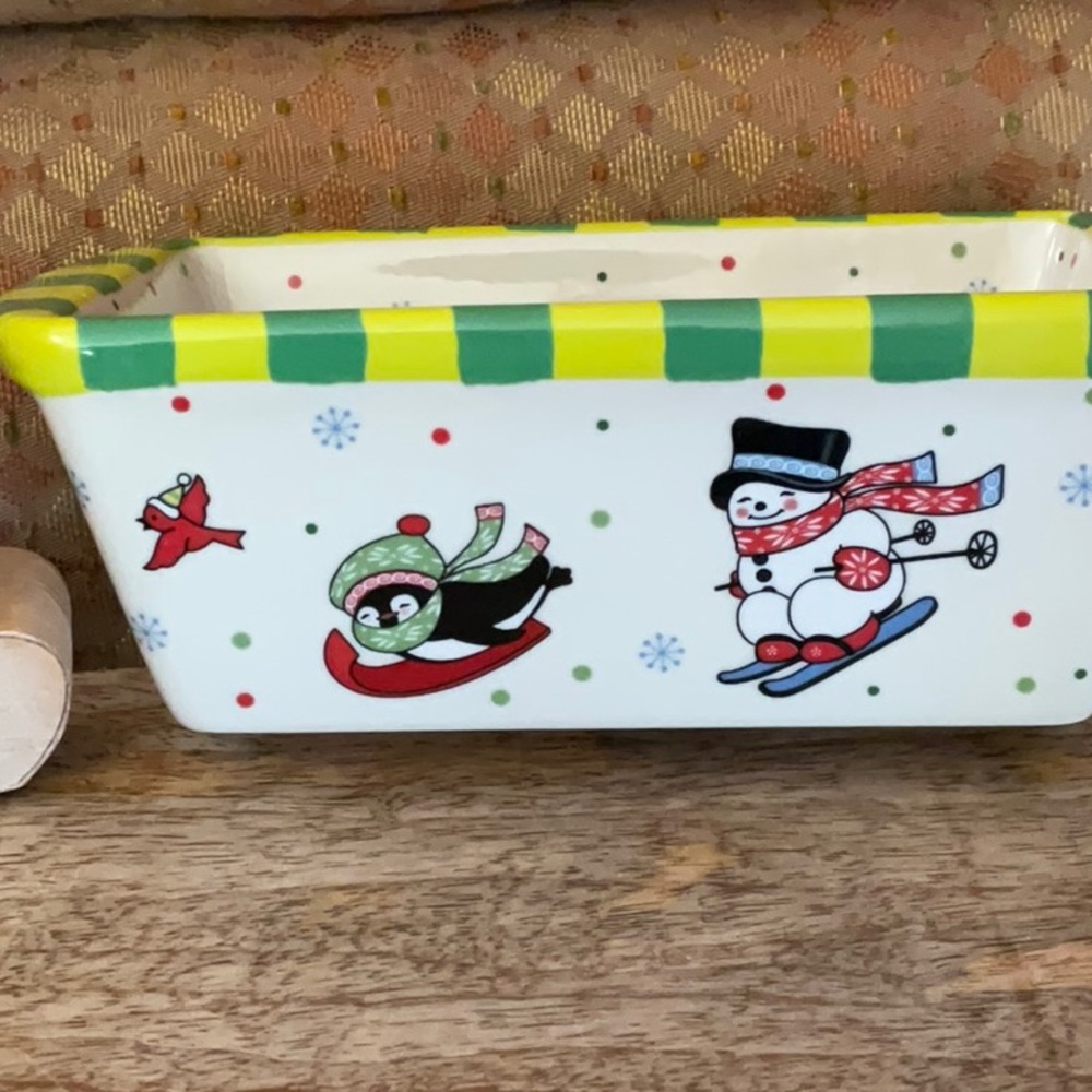 Temptations Holiday Ovenware by Tara Winter penguins 12 oz Mini Loaf Pans (3) - Picture 6 of 14